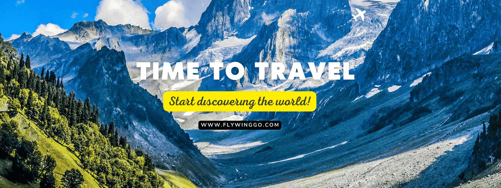 Blue And Green Illustrated Time To Travel Banner