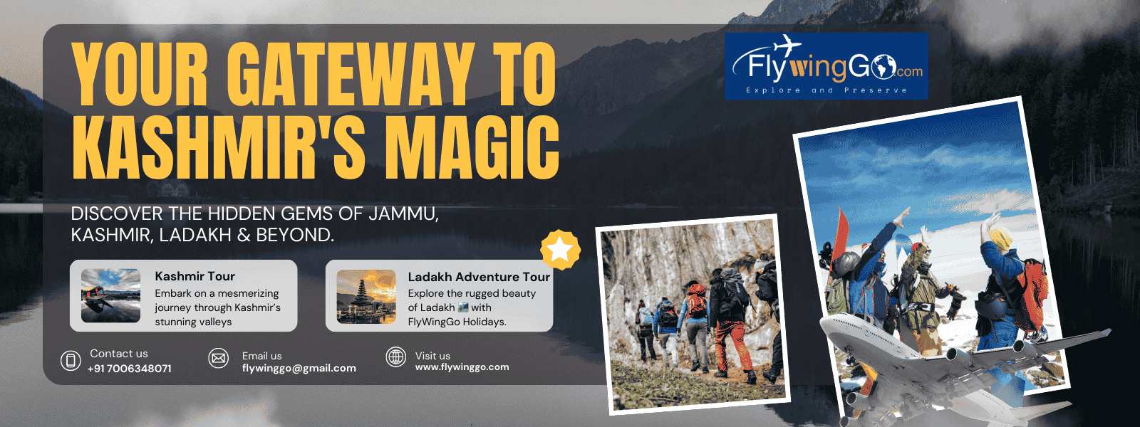 Yellow and Blue Modern Tour and Travel Banner
